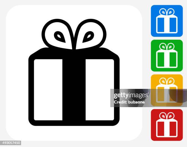 gift icon flat graphic design - bowing stock illustrations