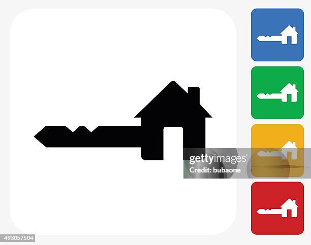house key icon flat graphic design - key house white background stock illustrations