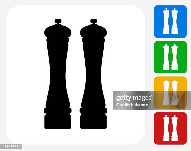 bildbanksillustrationer, clip art samt tecknat material och ikoner med salt and pepper shaker icon flat graphic design - peppar