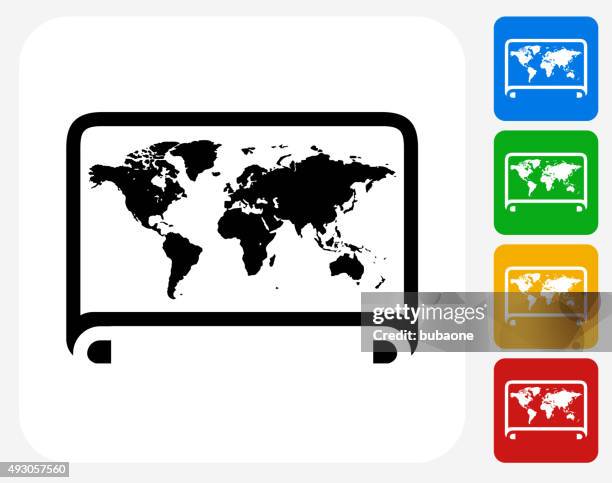 world map icon flat graphic design - destroyed earth stock illustrations