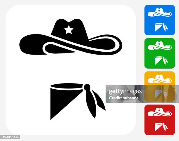 cowboy cloth icon flat graphic design - red handkerchief stock illustrations