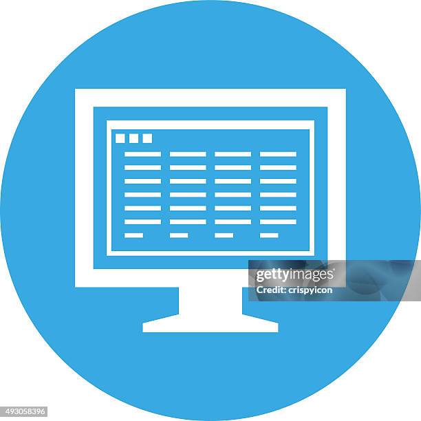 computer monitor icon on a round button. - roundseries - big screen presentation stock illustrations