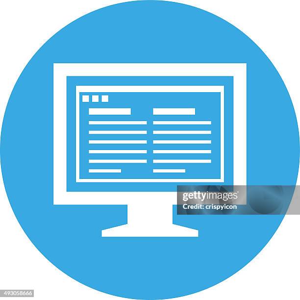 computer monitor icon on a round button. - roundseries - big screen presentation stock illustrations