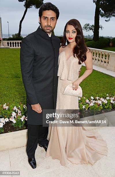 Abhishek Bachchan and Aishwarya Rai attend amfAR's 21st Cinema Against AIDS Gala presented by WORLDVIEW, BOLD FILMS, and BVLGARI at Hotel du...