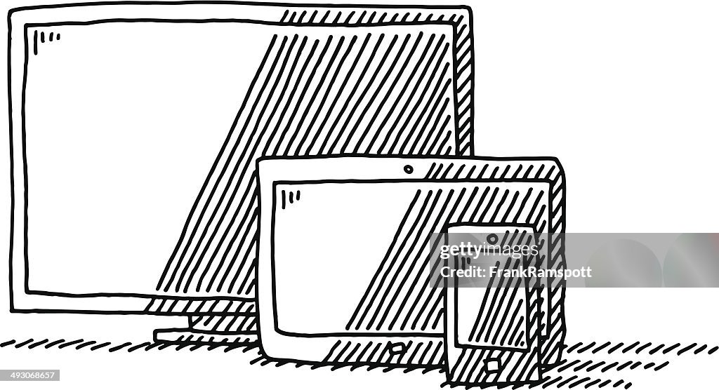 Monitor Tablet Pc Smart Phone Drawing High-Res Vector Graphic - Getty ...