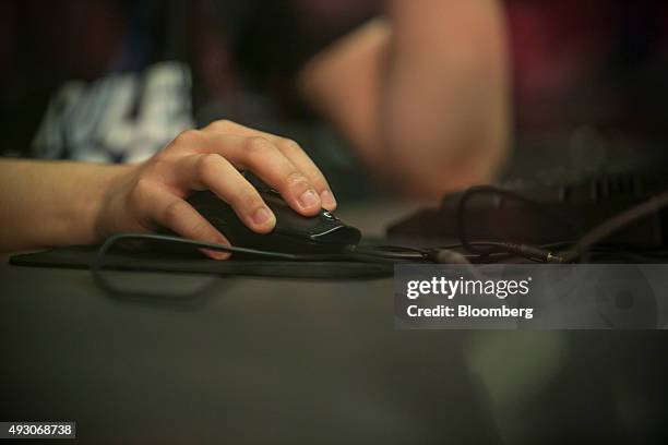 Yang Jin Hyeob, a professional video-game player, competes against Jeong Se Hyun, not pictured, during the final round of the Electronic Arts Inc....