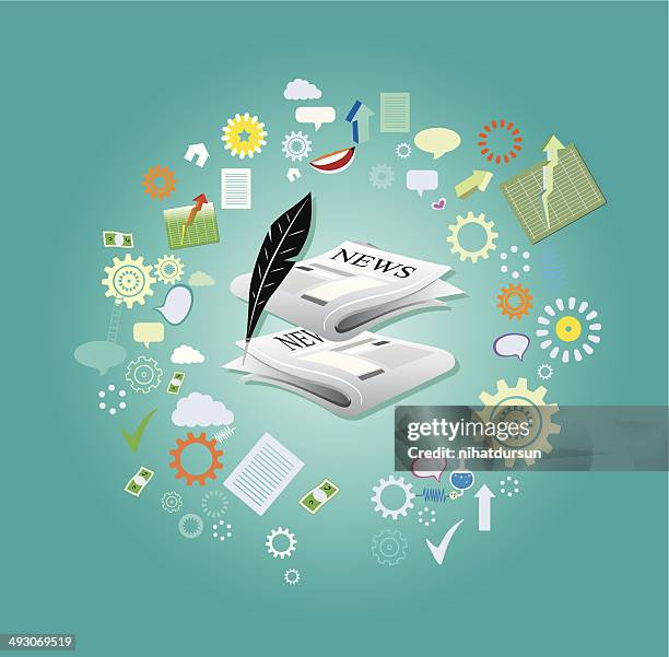 press and economy news - science journalism stock illustrations