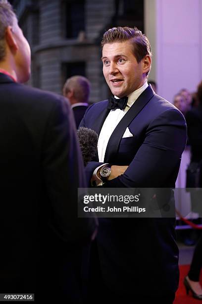 First Feature Competition Juror Allen Leech talks to a reporter as he attends the BFI London Film Festival Awards at Banqueting House on October 17,...