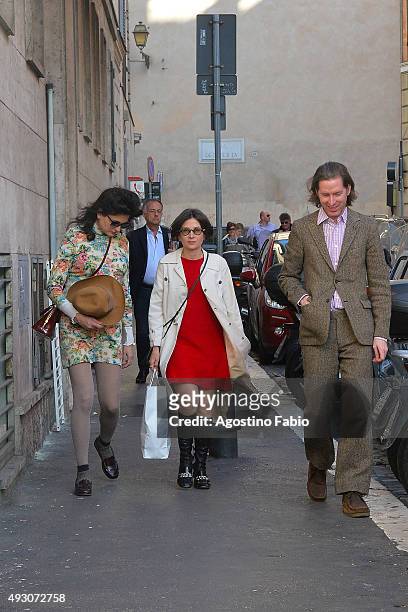 Wes Anderson is seen with his girlfriend Juman Malouf , who is pregnant, at lunch during the 10th Rome Film Fest on October 17, 2015 in Rome, Italy.