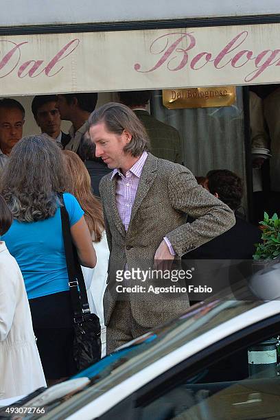 Wes Anderson is seen with his girlfriend Juman Malouf , who is pregnant, at lunch during the 10th Rome Film Fest on October 17, 2015 in Rome, Italy.