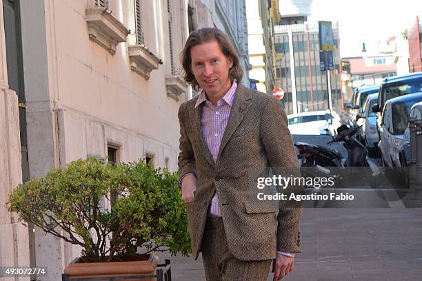 Wes Anderson is seen with his girlfriend Juman Malouf , who is pregnant, at lunch during the 10th Rome Film Fest on October 17, 2015 in Rome, Italy.