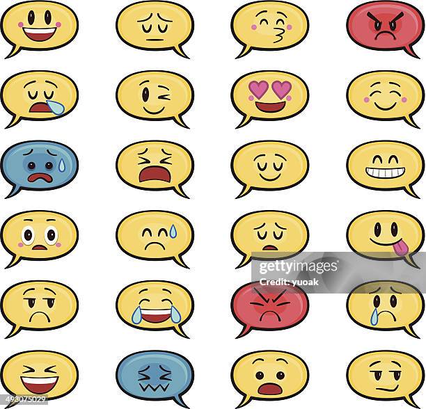 smiley speech bubbles - sweating face stock illustrations