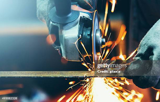 grinding steel tube. - construction equipment bildbanksfoton och bilder