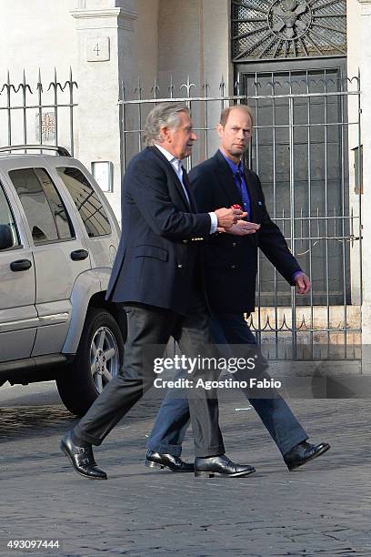 Prince Edward, Earl of Wessex is seen at lunch on October 17, 2015 in Rome, Italy.