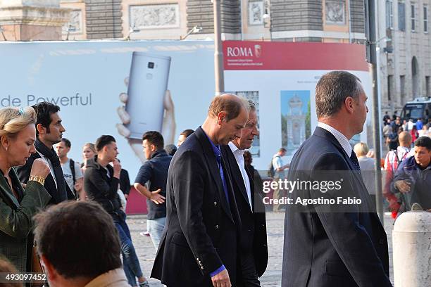 Prince Edward, Earl of Wessex is seen at lunch on October 17, 2015 in Rome, Italy.