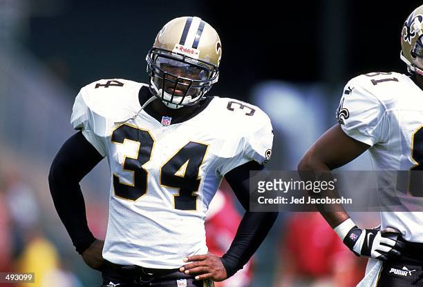 Ricky Williams of the New Orleans Saints waits on the field during a game against the San Francisco 49ers at the 3Com Park in San Francisco,...
