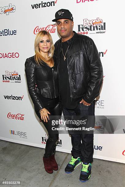 Denise Garcia and DJ Lobo attend Festival PEOPLE En Espanol 2015 presented by Verizon at Jacob Javitz Center on October 17, 2015 in New York City.