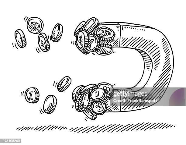magnet ziehen geld münzen inspiriert - magnet stock-grafiken, -clipart, -cartoons und -symbole