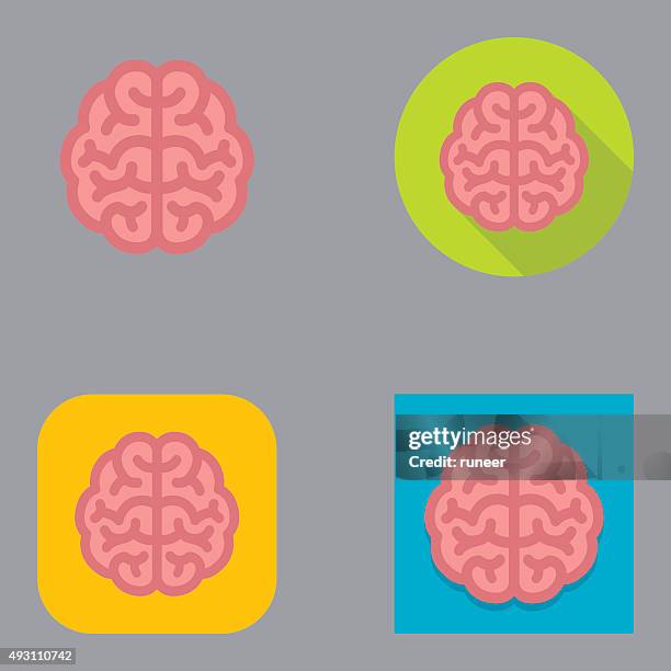 flat brain icons | kalaful series - cerebral hemisphere 幅插畫檔、美工圖案、卡通及圖標