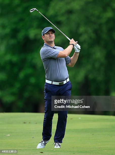 Celebrity golfer Greg Ellis hits a shot from the fairway during the first round of the BMW Charity Pro-Am Presented by SYNNEX Corporation held at the...