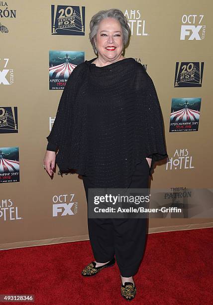 Actress Kathy Bates arrives at the premiere screening of FX's 'American Horror Story: Hotel' at Regal Cinemas L.A. Live on October 3, 2015 in Los...