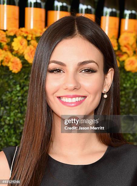 Actress Victoria Justice attends the Sixth-Annual Veuve Clicquot Polo Classic at Will Rogers State Historic Park on October 17, 2015 in Pacific...