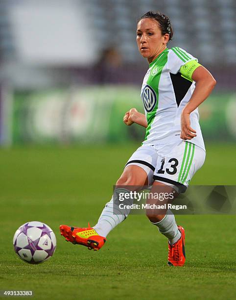 Nadine Kessler of VfL Wolfsburg in action during the UEFA Women's Champions Final match between Tyreso FF and Wolfsburg at Do Restelo Stadium on May...