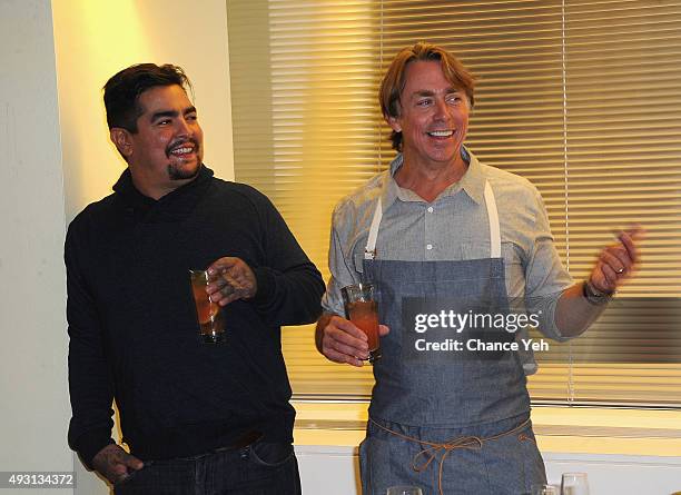 Chef Aaron Sanchez and Chef John Besh attend the Besh Big Easy Hosted By John Besh And Mark Oldman: Pairing Seminar Hosted By FOOD & WINE during Food...