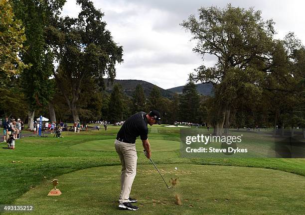 Brendan Steele plays his shot from the sixth tee during the third round of the Frys.com Open on October 17, 2015 at the North Course of the Silverado...