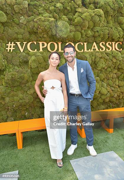 Actors Cara Santana and Jesse Metcalfe attend the Sixth-Annual Veuve Clicquot Polo Classic at Will Rogers State Historic Park on October 17, 2015 in...