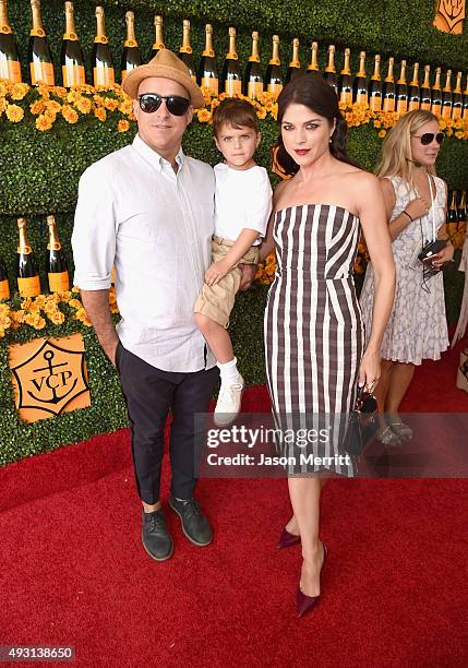 Jason Bleick, Arthur Saint Bleick and Selma Blair attend the Sixth-Annual Veuve Clicquot Polo Classic at Will Rogers State Historic Park on October...