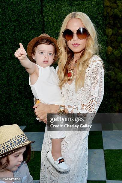 Rachel Zoe and son Kaius Jagger Berman attend the Sixth-Annual Veuve Clicquot Polo Classic at Will Rogers State Historic Park on October 17, 2015 in...