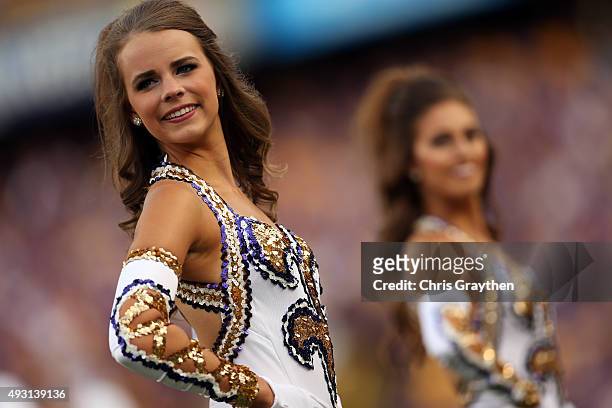 Members of the LSU Golden Girls perform before the game against the Florida Gators at Tiger Stadium on October 17, 2015 in Baton Rouge, Louisiana.