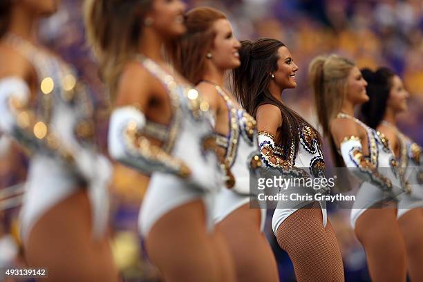 Members of the LSU Golden Girls perform before the game against the Florida Gators at Tiger Stadium on October 17, 2015 in Baton Rouge, Louisiana.