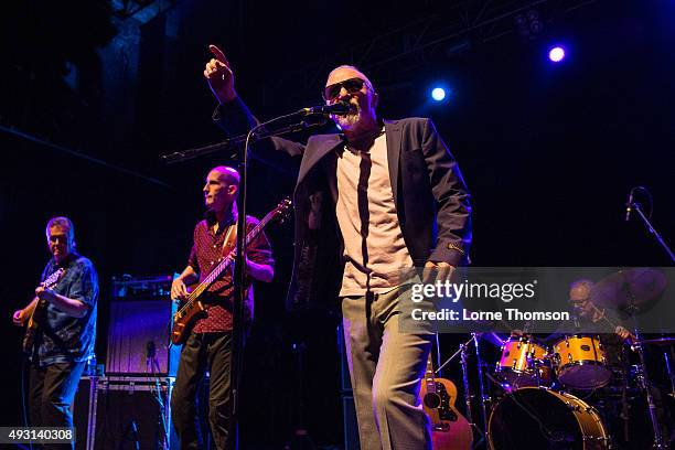 Brinsley Schwarz, Andrew Bodnar, Graham Parker and Steve Goulding perform at Graham Parker And The Rumour's farewell show at The Forum on October 17,...