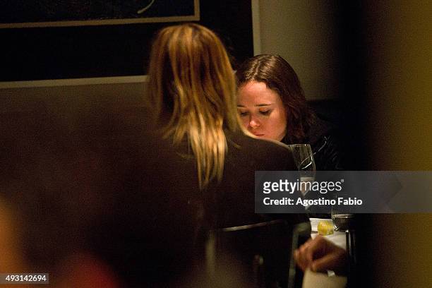 Ellen Page is seen at dinner with her girlfriend Samantha Thomas during the 10th Rome Film Fest on October 18, 2015 in Rome, Italy.