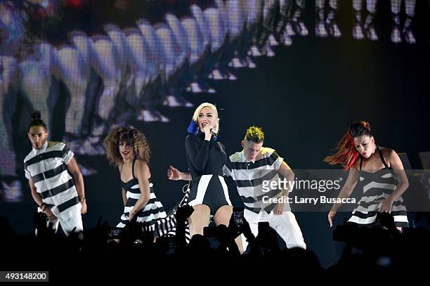 Gwen Stefani performs in a concert presented by MasterCard exclusively for its cardmembers at Hammerstein Ballroom at the Manhattan Center on October...