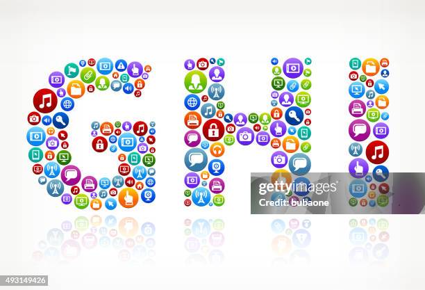 ghi technology internet and web media icon pattern - camera screen white background stock illustrations