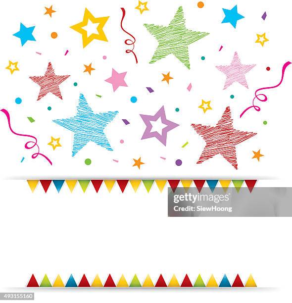 stockillustraties, clipart, cartoons en iconen met party star - star confetti white background