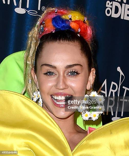 Singer Miley Cyrus attends James Franco's Bar Mitzvah, Hilarity for Charity's 4th annual variety show at the Hollywood Palladium on October 17, 2015...