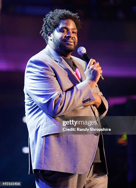 Comedian Ron Funches performs onstage during Hilarity for Charity's Annual Variety Show: James Franco's Bar Mitzvah benefitting the Alzheimer's...