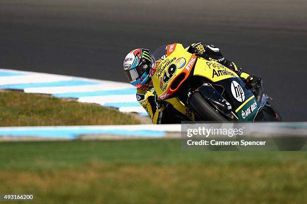 Alex Rins of Spain and Paginas Amarillas HP 40 rides during the Moto2 race during the 2015 MotoGP of Australia at Phillip Island Grand Prix Circuit...