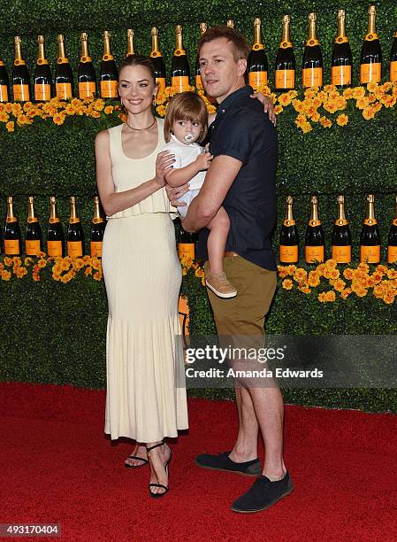 Actress Jaime King, her son James Knight Newman and husband Kyle Newman arrive at the Sixth-Annual Veuve Clicquot Polo Classic, Los Angeles at Will...