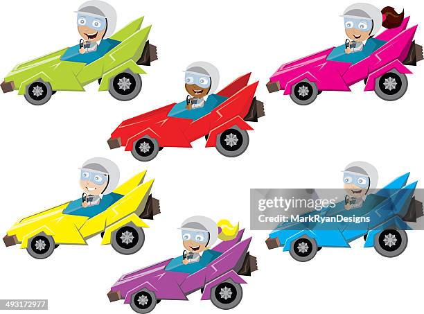 race kids - kid car window stock illustrations