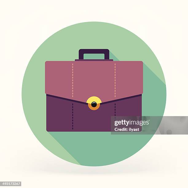 ilustraciones, imágenes clip art, dibujos animados e iconos de stock de maletín icono plana - maletín