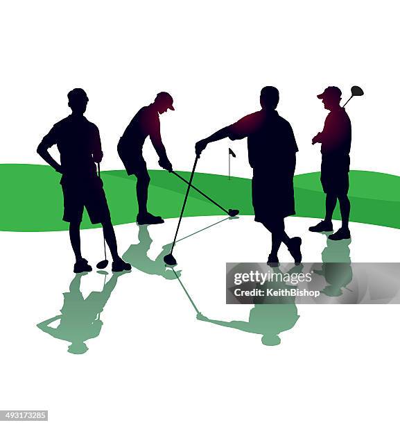 illustrazioni stock, clip art, cartoni animati e icone di tendenza di quartetto da golf - quattro persone