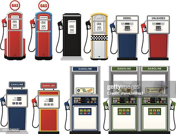 ilustrações de stock, clip art, desenhos animados e ícones de coleção de bomba de gás - petrol pump