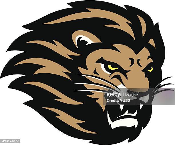 lion head - gritty mascot stock illustrations