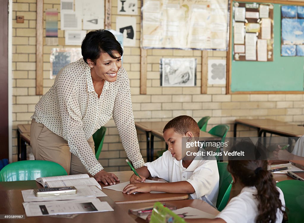 Teacher Interacting With Students In Class High-Res Stock Photo - Getty ...
