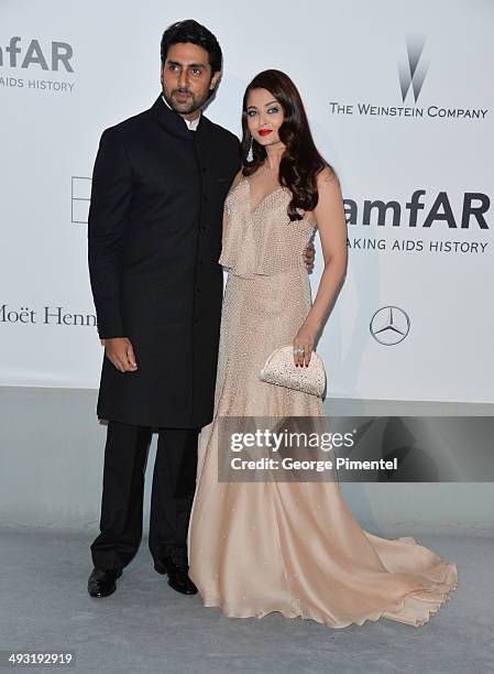 Abhishek Bachchan and Aishwarya Rai attends amfAR's 21st Cinema Against AIDS Gala, Presented By WORLDVIEW, BOLD FILMS, And BVLGARI at the 67th Annual...